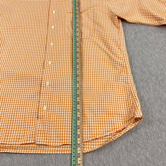 Gitman Bros. Shirt Mens M Long Sleeve Button Down Orange Gingham Plaid USA Made - Picture 7 of 9